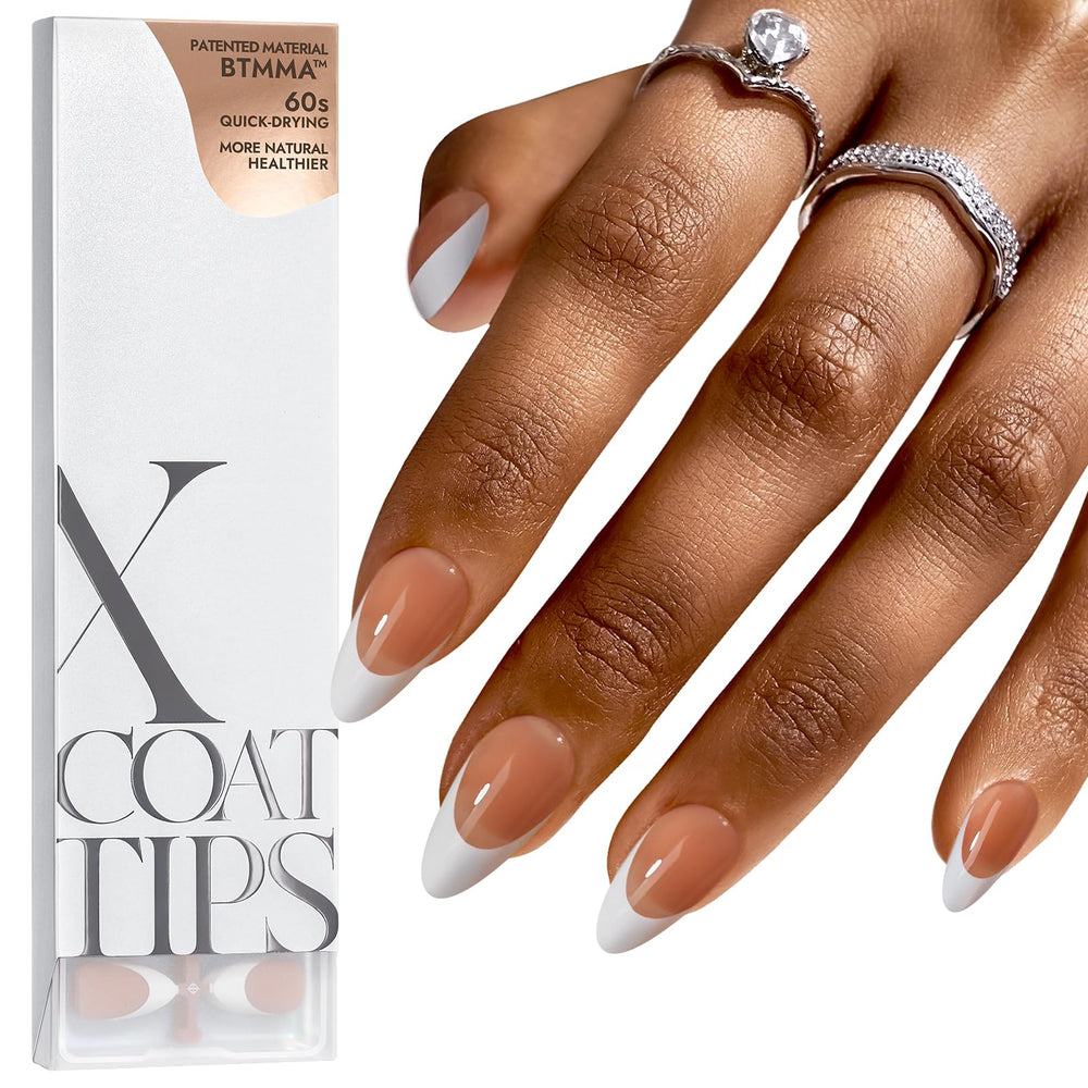 BTArtboxnails: ongles pointe francaise brun amande Moyen, extension rapide à domicile.