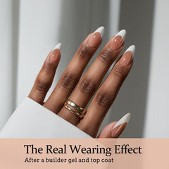 BTArtboxnails: pointe française brun amande moyen, ajustement confortable sur les ongles.
