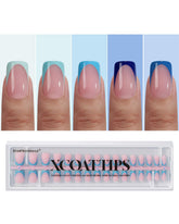 BTArtboxnails XCOATTIPS: embouts bleu court carre pour une manucure rapide et nette