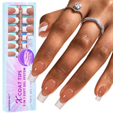 BTArtboxnails XCOATTIPS: ongles français long carré brun, look naturel et élégant.