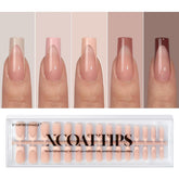 BTArtboxnails XCOATTIPS: ongles à pointe française longs carrés, teint peau clair, facile à poser