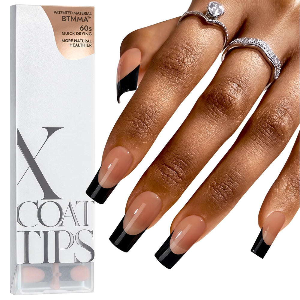 BTArtboxnails XCOATTIPS: Ongles Français noirs pour une manucure élégante et durable.