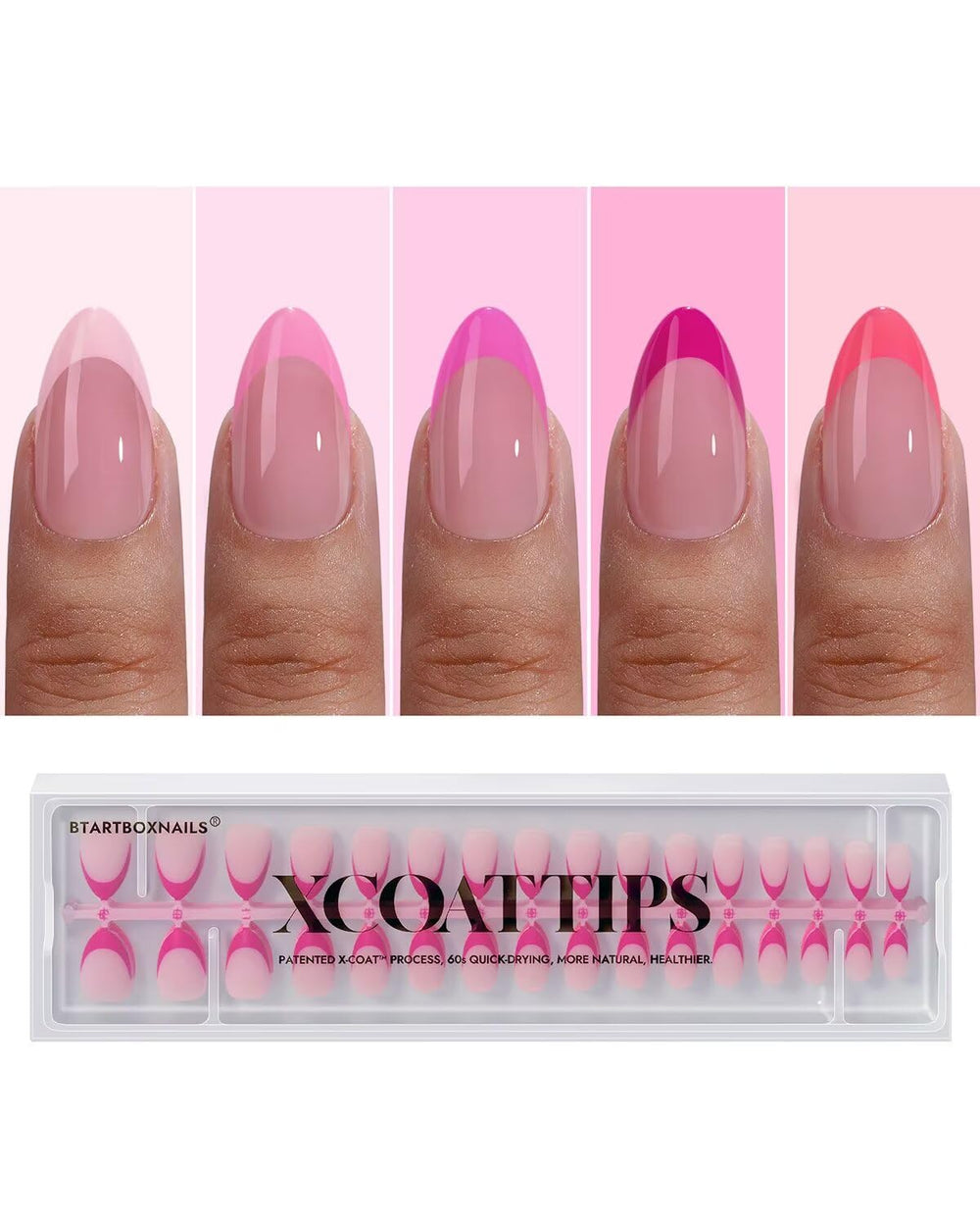 BTArtboxnails XCOATTIPS - ongles press-on roses avec French tip élégante