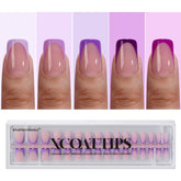 BTArtboxNails XCOATTIPS: pointe française violette courte carrée, allure élégante prête à porter