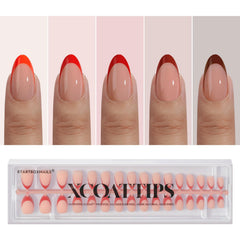 BTArtboxnails XCOATTIPS — rouge pointe francaise, pose rapide a domicile.