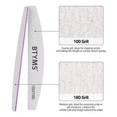 BTYMS lime ongles grain 180 fin, pour lisser et finir les ongles naturels.
