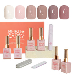 Kit vernis gel BUBU CANDY avec LED pour une manucure rapide et durable.