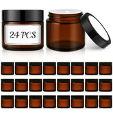 Bocaux Bumobum en verre ambré 60 ml avec pack de 24, parfaits pour échantillons.