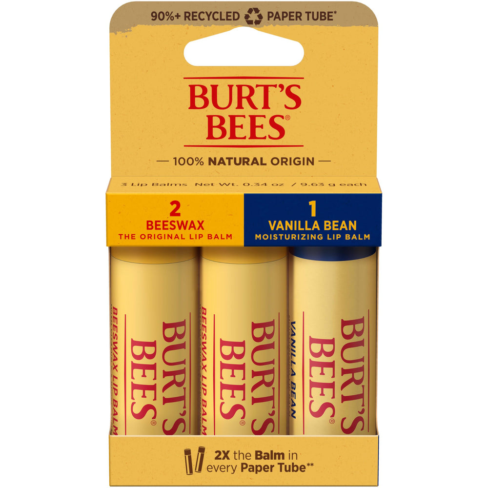Baume Burt's Bees Original Beeswax en tube papier, hydratation des lèvres