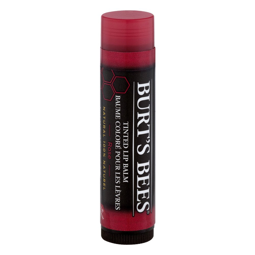 Burt's Bees baume à lèvres teinté rose dans son tube.