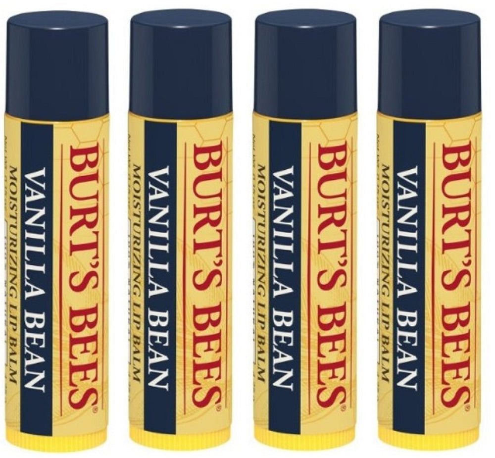 Baume lèvres Burt's Bees Vanille, bouteille 4-pack, hydratation naturelle