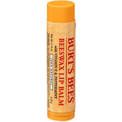 Burt's Bees lip balm peppermint tin provides peppermint freshness and moisture seal.