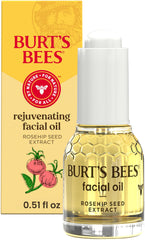 Burt's Bees Huile Visage, bouteille rosehip — hydratation durable pour peau normale à sèche.