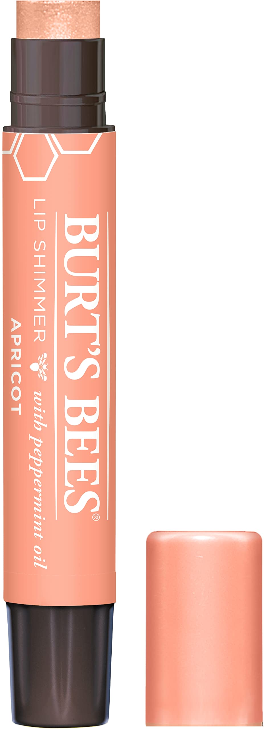 Lip Shimmer Burt's Bees abricot - tube: hydratation légère et couleur naturelle.