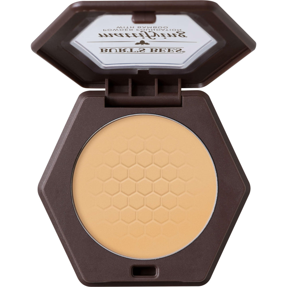 Burts Bees Poudre Matte Sable - flacon visible, fini mat durable pour teint sans brillance.