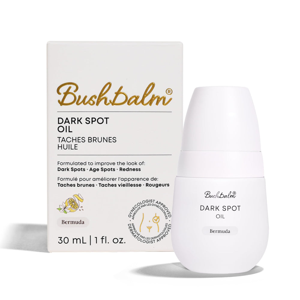 Bushbalm Bermuda Oil, bouteille prête à l'emploi pour application après rasage.