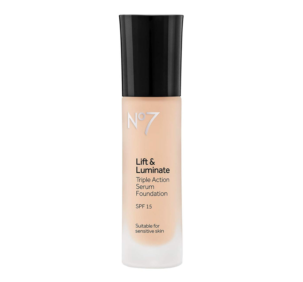 Fond de teint BUTO Boots No7 Lift et Luminate, Beige Chaud, SPF 15 et anti-rides.