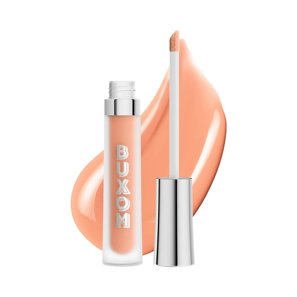 Buxom Full-On Plumping Lip Cream teinte Peche Daiquiri sur les levres pulpeuses et brillantes