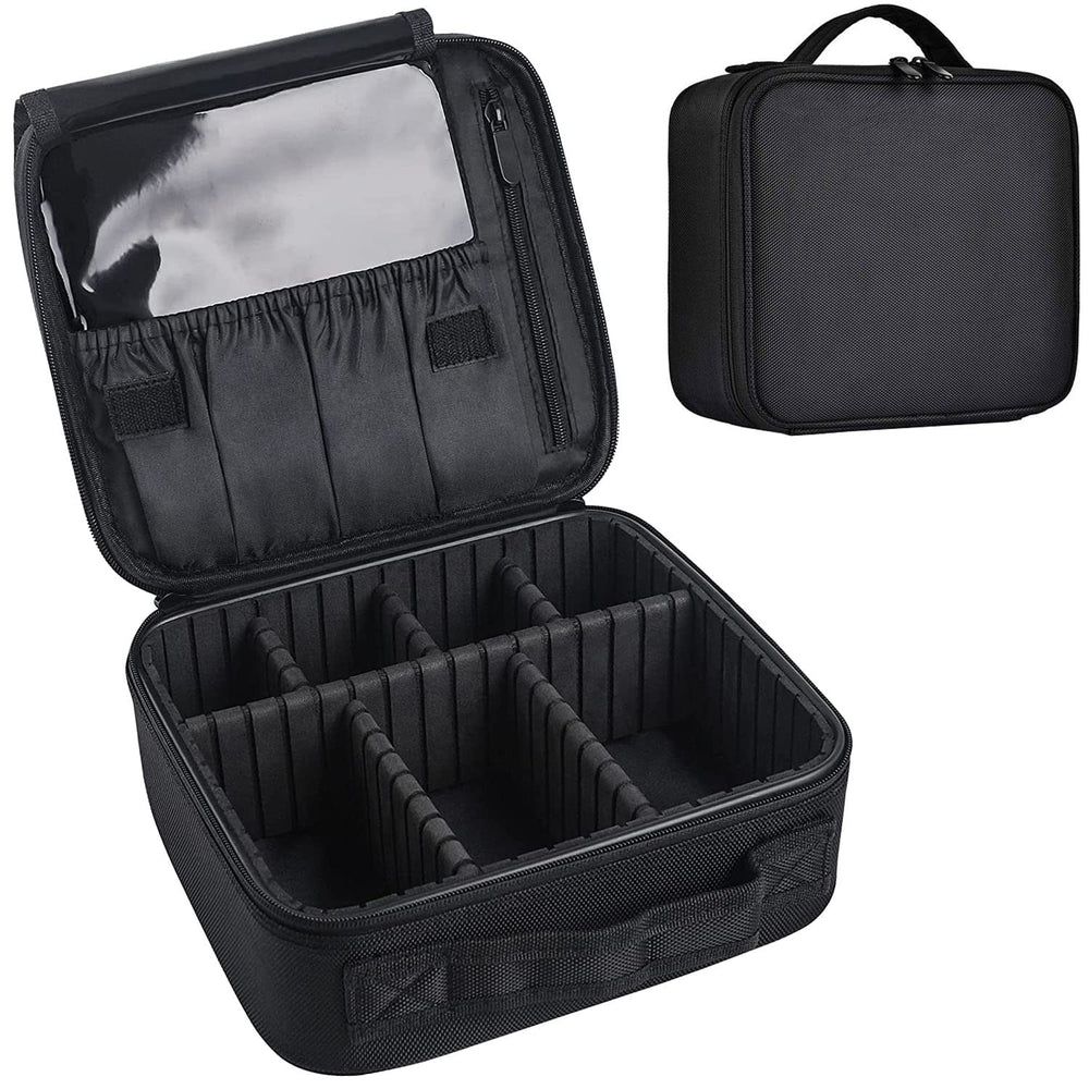 BVser coffret-maquillage-voyage offre des diviseurs reglables pour un rangement personnalisé.