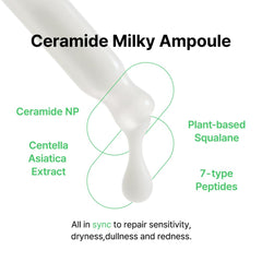 BY WISHTREND Ceramide Milky Ampoule, application visage en douceur.