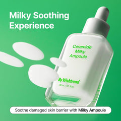 BY WISHTREND Ceramide Milky Ampoule – texture lait pour une application fluide.