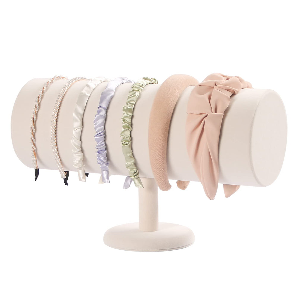ByKen T-bar porte-bandeaux en velours beige, organise élégamment les accessoires.