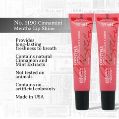 Application facile avec embout incliné, lip shine menthe cannelle de C.O. Bigelow.