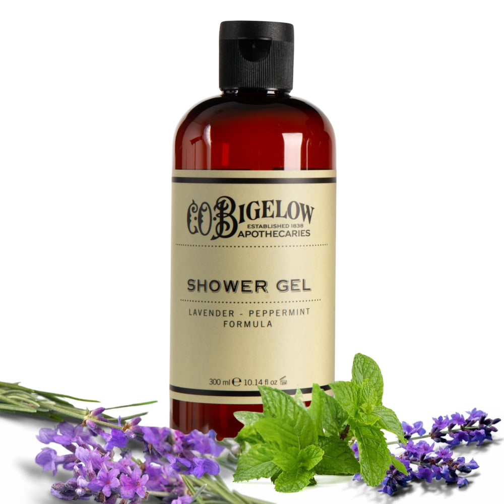 C.O. Bigelow Lavender Peppermint Shower Gel bottle for daily moisturizing cleanse