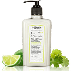Lotion pour le corps C.O. Bigelow Lime Coriandre dans son flacon, hydratation légère.