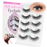 Cils CALAILIS auto-adhésifs naturels, ensemble de 5 paires pour un regard discret.