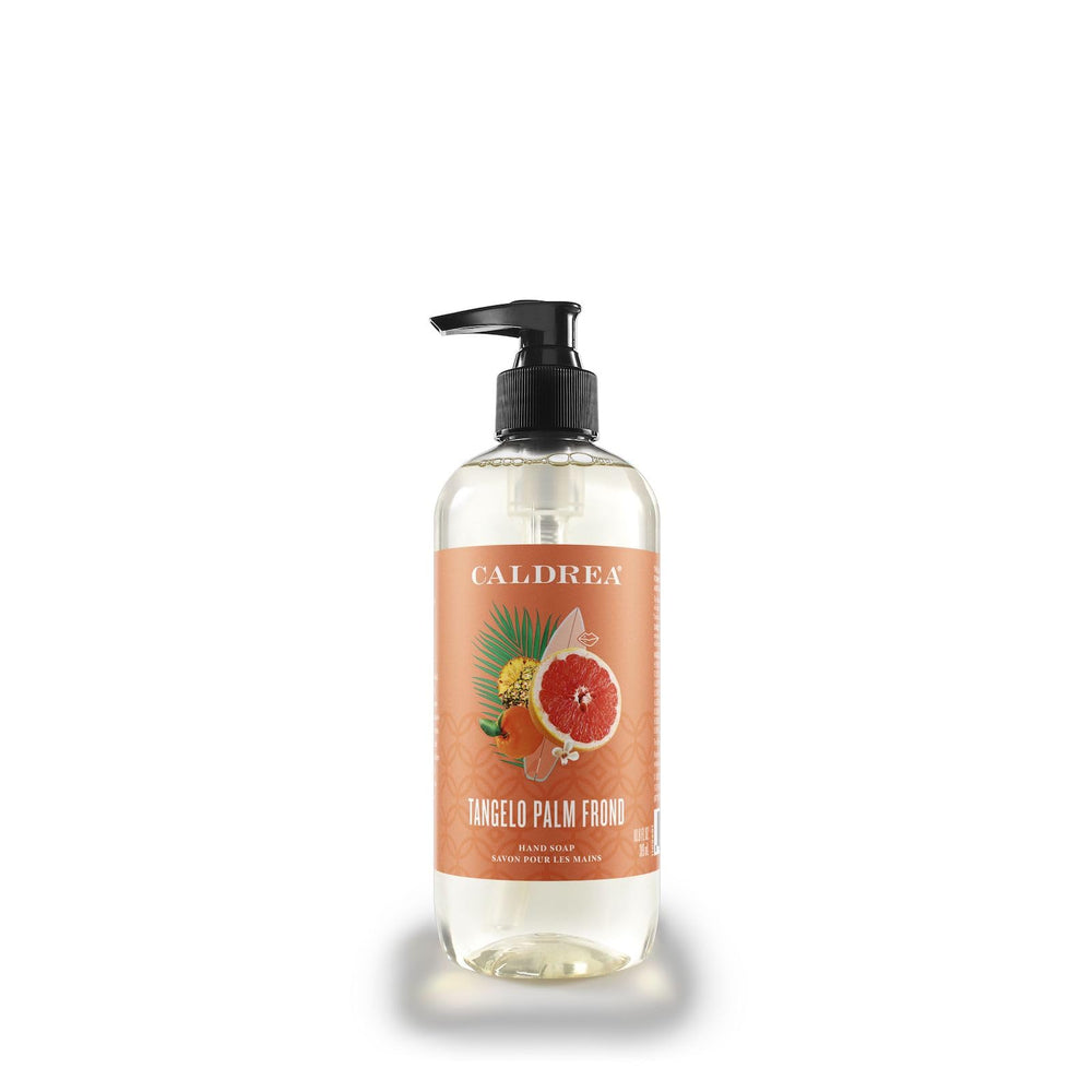 Savon mains Caldrea Tangelo Palm Frond, bouteille élégante, parfum frais et hydratant.