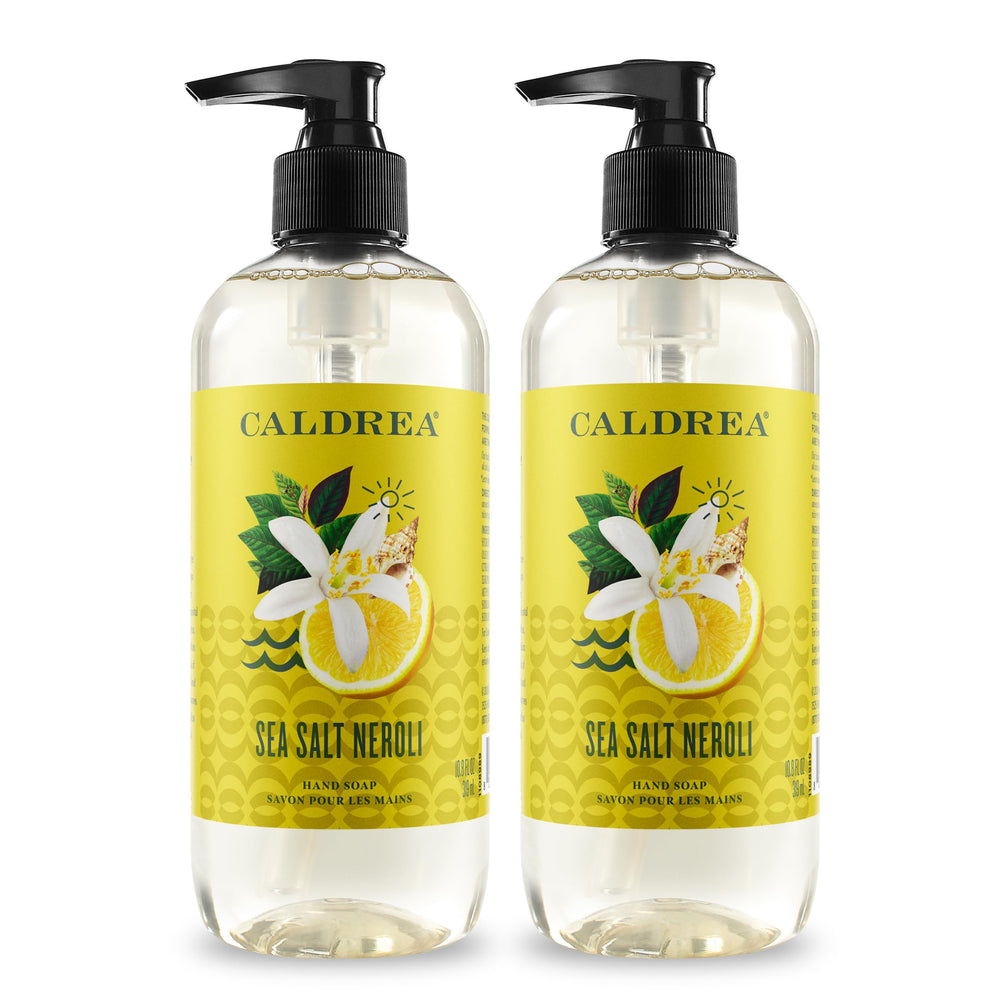 Caldrea Sea Salt Neroli : flacon de savon pour les mains, parfum frais et hydratant.