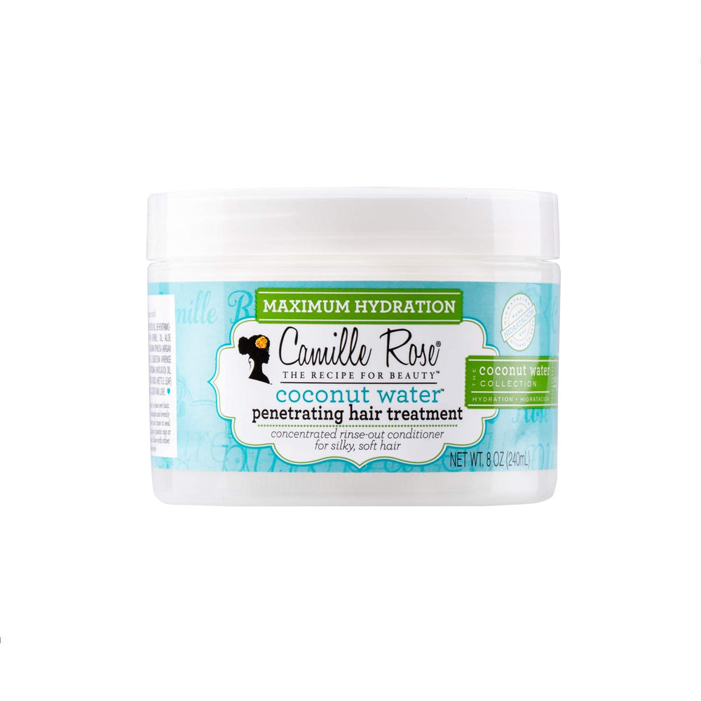 Camille Rose eau de coco sur bouteille 8oz, hydratation douce.