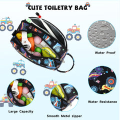 CAMTOP sac voyage enfants dinosaure, compartiments utiles pour brosses et flacons