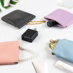 CANIPHA pochette cosmétique en cuir vert clair: idéale pour trousse de voyage et bijoux
