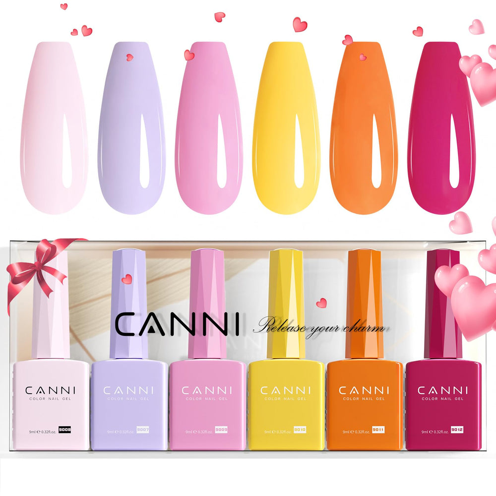Vernis gel CANNI rose: bouteilles colorées facilitant le choix rapide.