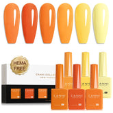 CANNI vernis gel Orange, set de couleurs avec bouteilles designées pour voir la teinte exacte
