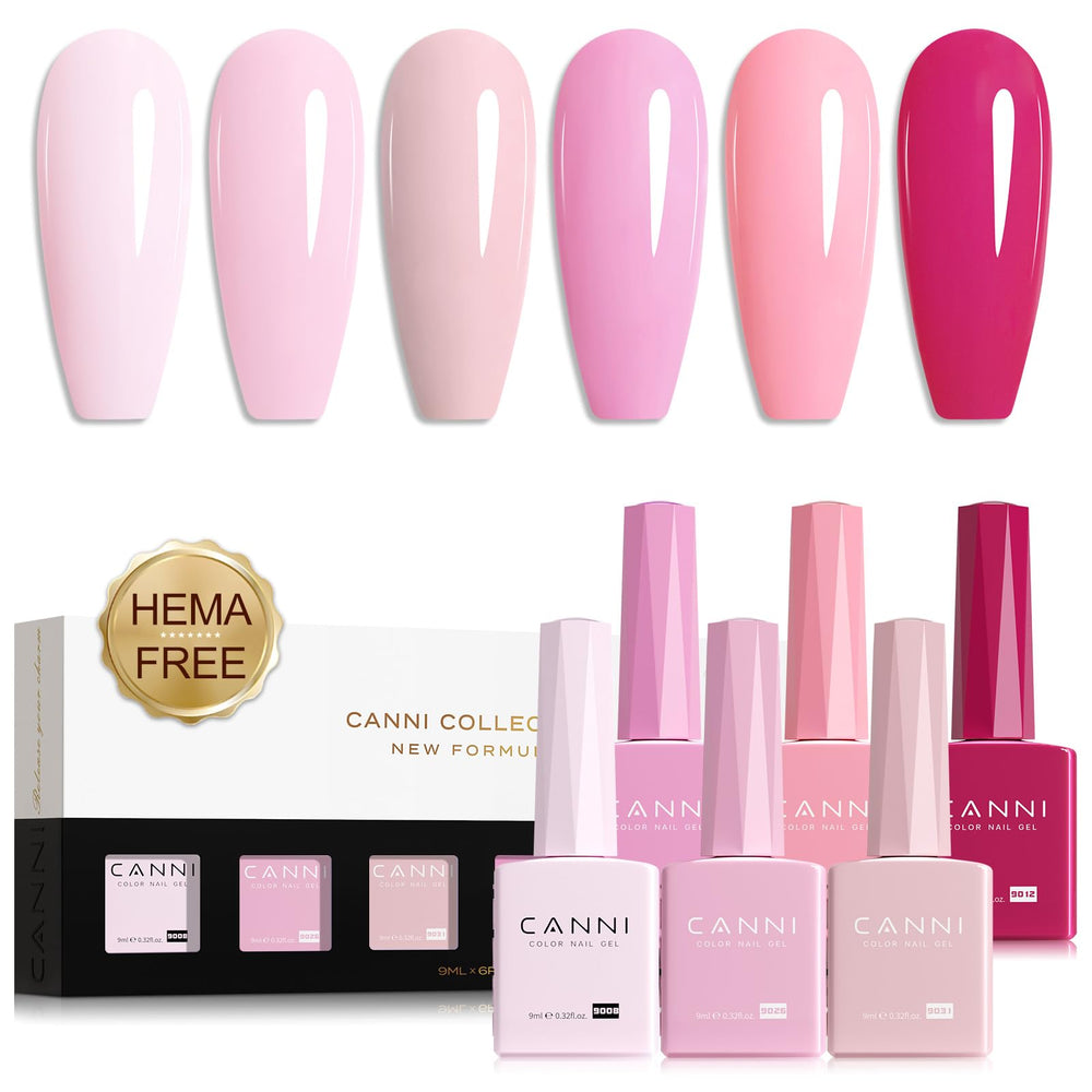 CANNI pink gel nail polish soft rose bottle close-up for long-lasting DIY manicure.