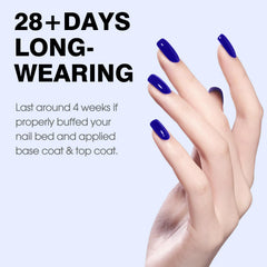 Fini brillant CANNI Bleu Royal sur ongles, look chic et longue tenue.