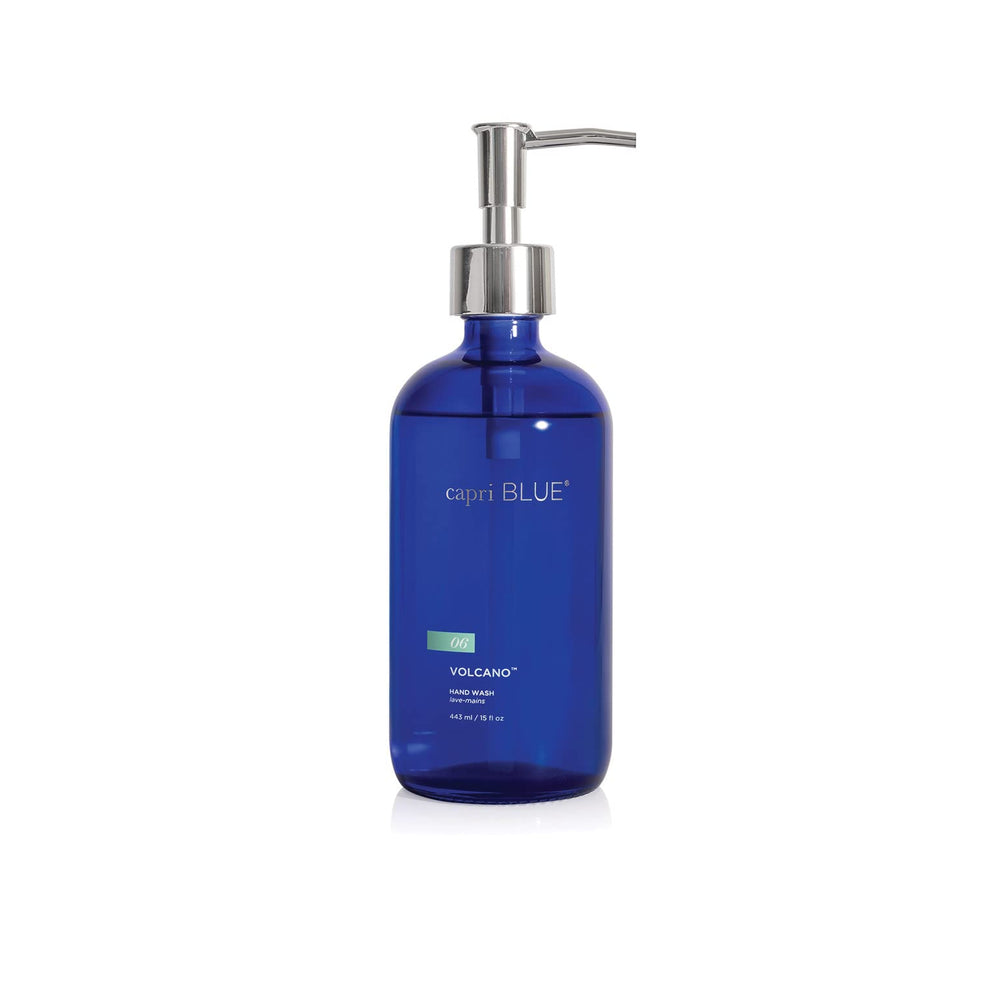 Capri Blue: Bouteille bleu cobalt avec pompe, design élégant et pratique pour la cuisine ou salle de bains.
