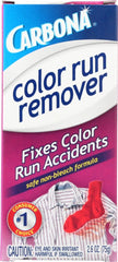 Carbona Color Run Remover bouteille en gros plan, preparation traitement des coulures