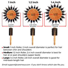 Care Me brosse ronde bois pointes nylon boules démêlage doux et contrôlé.