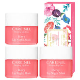 CARE:NEL Masque Nuit Lèvres Berry ensemble 3: hydratation nocturne pour lèvres douces.