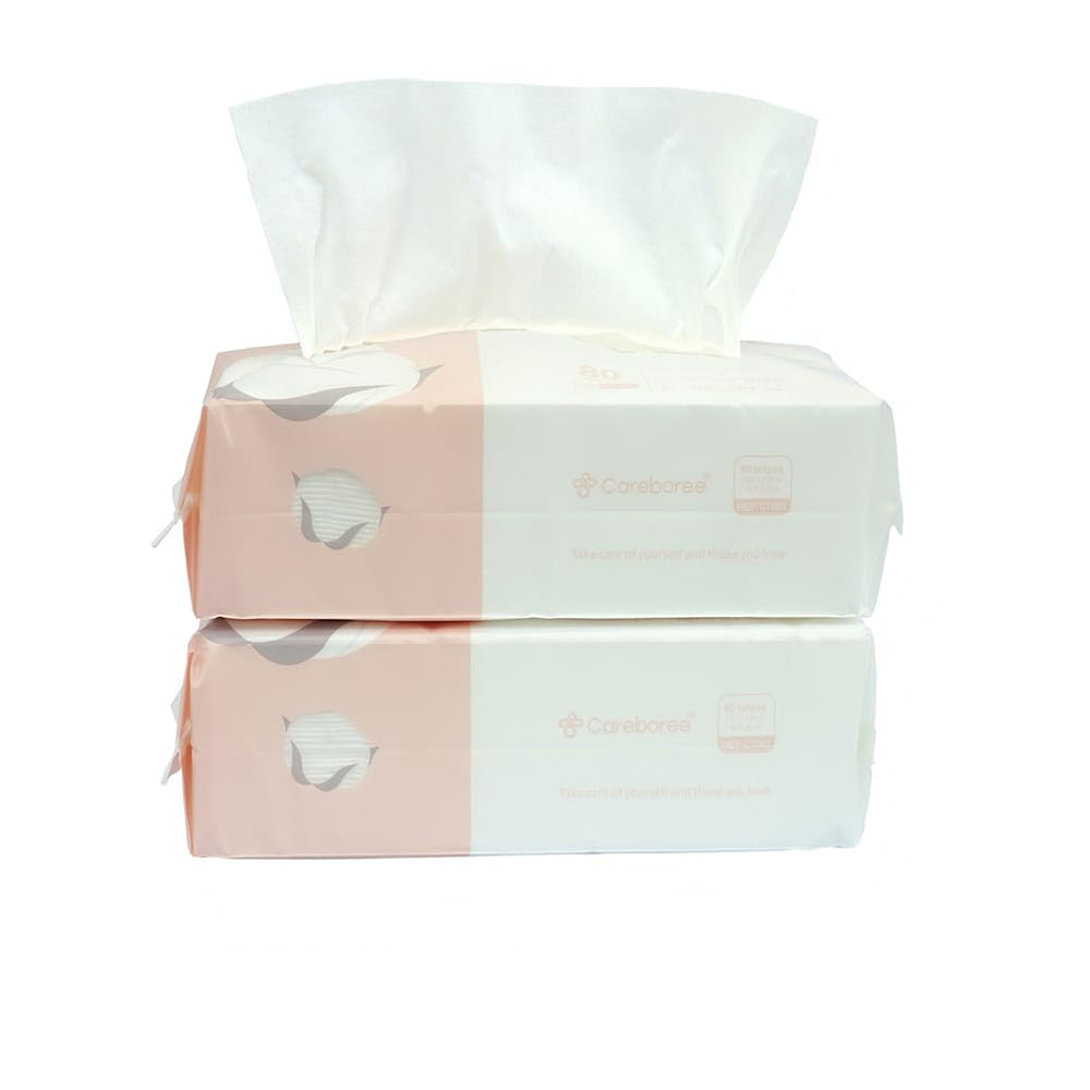 Careboree lingettes seches visage extra epaises, douceur quotidienne