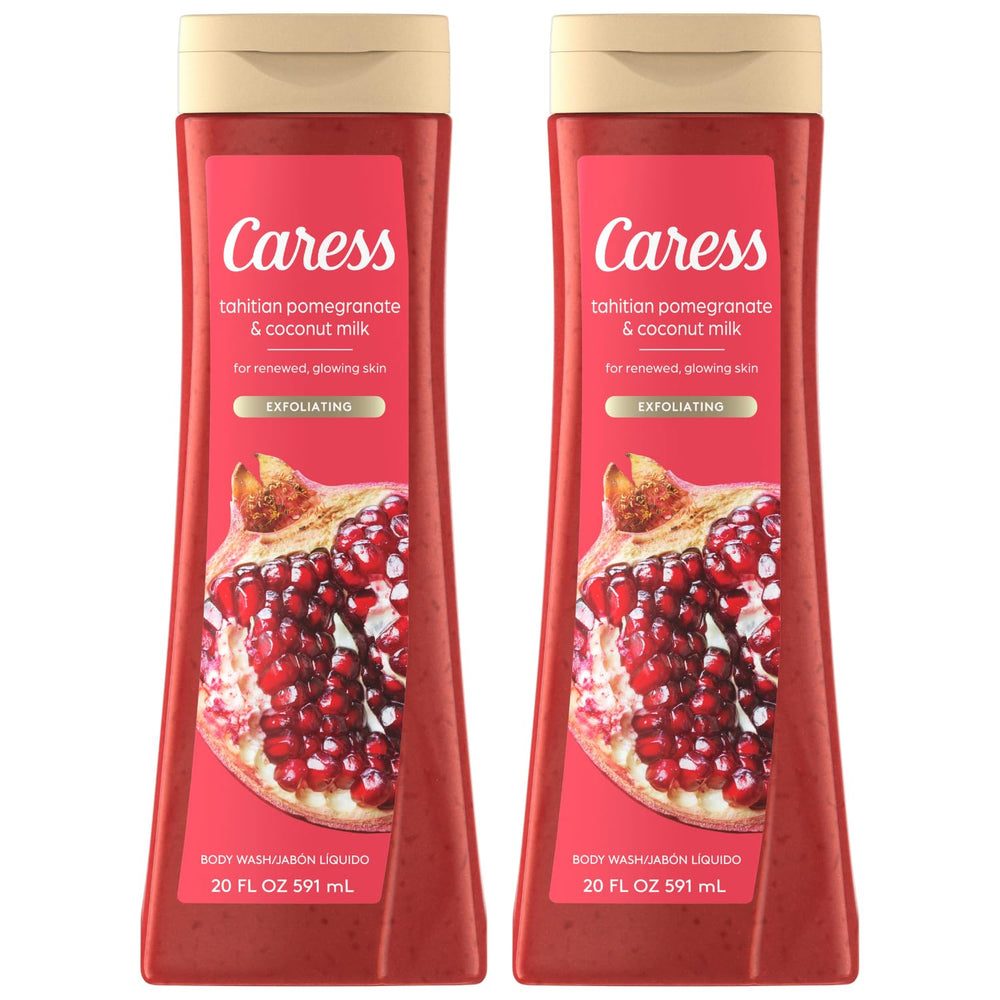 Caress lait coco grenade tahitienne en bouteille 2 pack, hydratation délicate et parfum fruité.