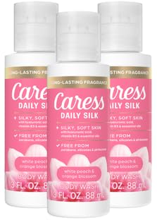 Gel douche Caress Daily Silk, pack de 3 bouteilles de 90 ml, douceur quotidienne pour la peau.