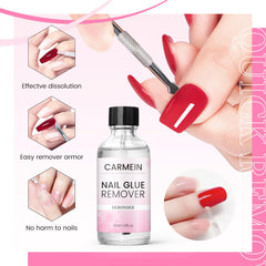 CARMEIN Dissolvant Adhésif Ongles – retire les résidus sans abîmer l’ongle naturel.