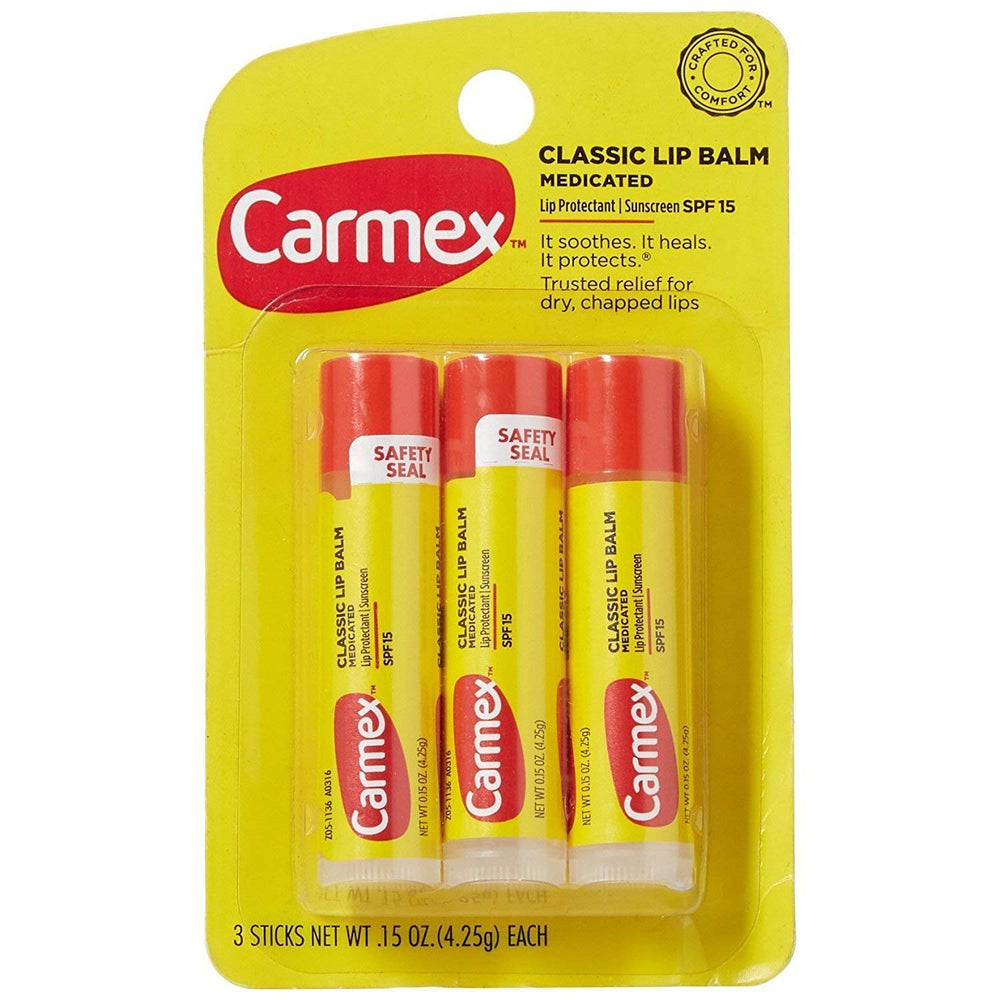 Carmex Lip Balm Original hydratant, sensation rafraîchissante qui apaise les lèvres.