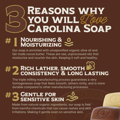 Savon Carolina Castile Soap échantillon Tobacco Vanilla, parfum réconfortant et hydratation durable.