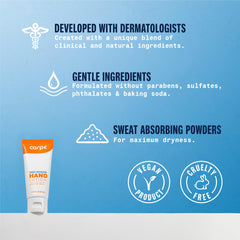 Application de Carpe Lotion Main Absorbante Eucalyptus sur la main